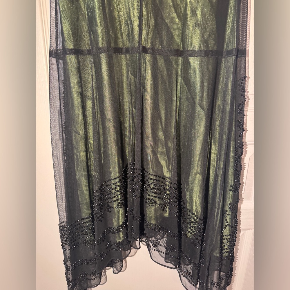 S. L. Fashions Great Gatsby Beaded Black over Green Chiffon Dress - Size 10 EUC - Picture 6 of 6
